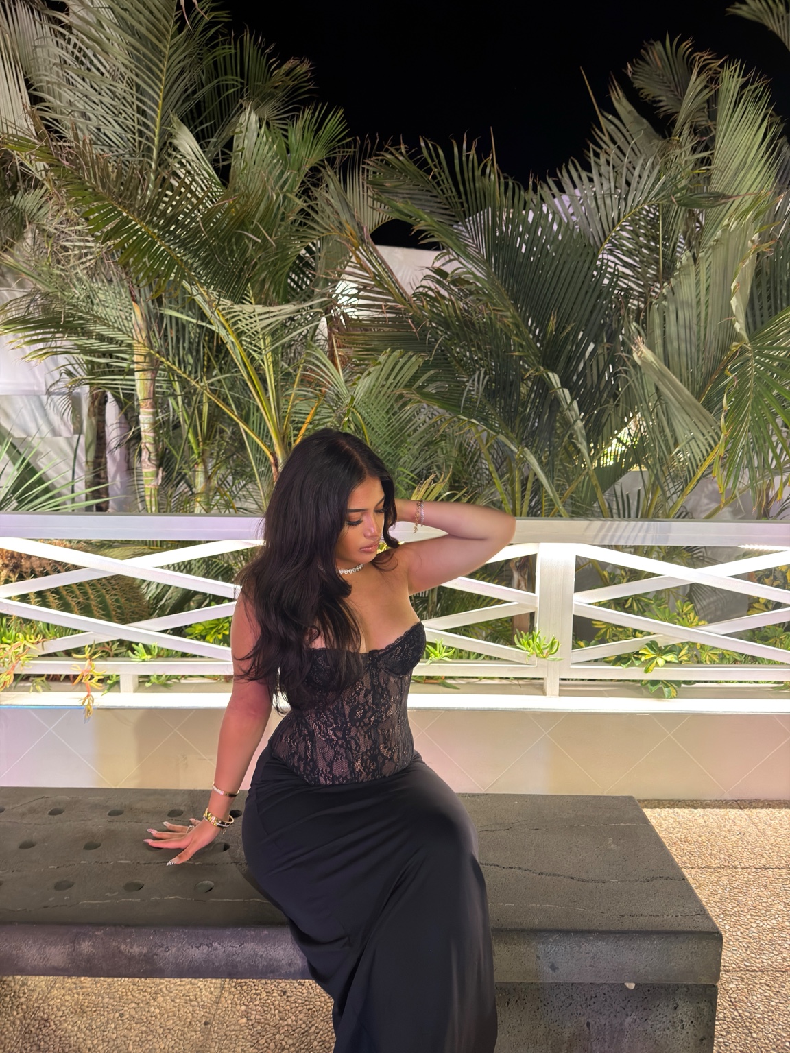 Mila posing in black